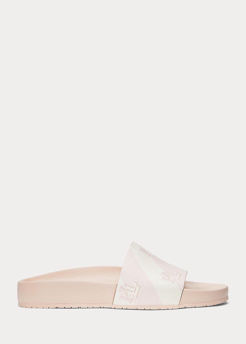 Sandalias Lauren Mujer Audrina Logo Faux-Leather Slide Chile Rosas ZWNSR-8367